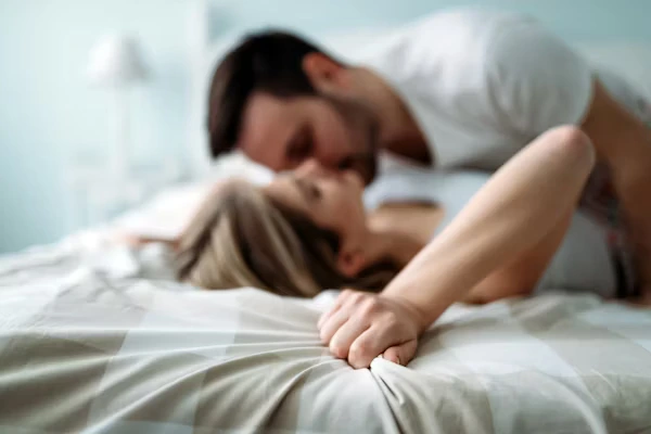 Romantic couple passionate embrace